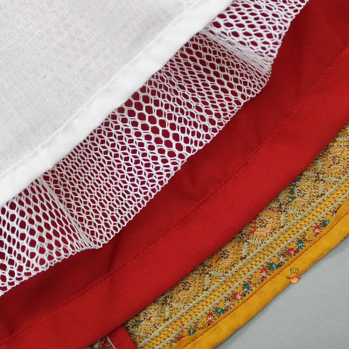 Sale Embroidered Crop Top With Colour Blocked Lehenga And Net Dupatta Ethnic Wear | Lehengas & Ghagras