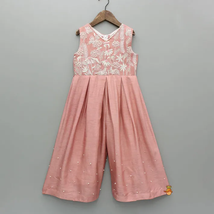 Outlet Embroidered Embellished Pink Jumpsuit Ethnic Wear