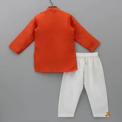 Fashion Embroidered Flap Orange Kurta And Pyjama BOY Twinning Sets | Indian Ethnic Wear
