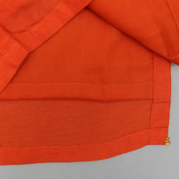 Fashion Embroidered Flap Orange Kurta And Pyjama BOY Twinning Sets | Indian Ethnic Wear