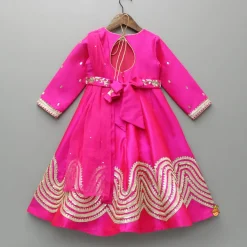 Online Embroidered Gota Lace Work Pink Anarkali With Attached Dupatta Ethnic Wear | Sarees & Anarkalis