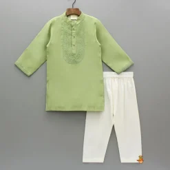 Clearance Embroidered Green Kurta And Pyjama BOY Indian Ethnic Wear | Ethnic Sets