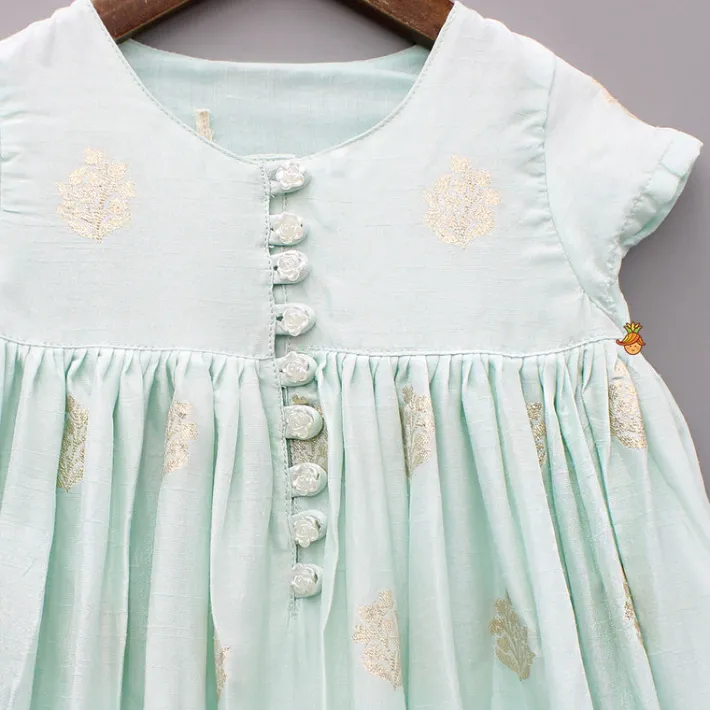 Best Embroidered Green Scalloped Hem Kurti Ethnic Wear | Kurtis & Jumpsuits