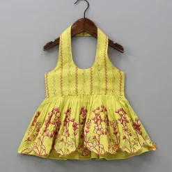 Clearance Embroidered Halter Neck Kurti And Tulip Dhoti Ethnic Wear | Dhotis & Patialas