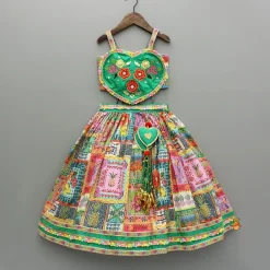 Discount Embroidered Heart Shaped Top And Multicolour Lehenga With Dupatta Ethnic Wear | Lehengas & Ghagras