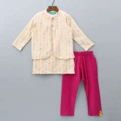 Fashion Embroidered Kurta And Jacket With Pyjama BOY Indian Ethnic Wear | Ethnic Sets
