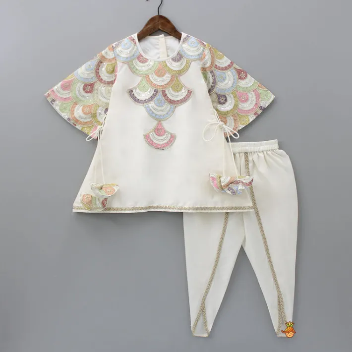 Outlet Embroidered Kurti And Tulip Dhoti With Net Dupatta Twinning Sets | Ethnic Wear