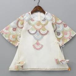 Outlet Embroidered Kurti And Tulip Dhoti With Net Dupatta Twinning Sets | Ethnic Wear