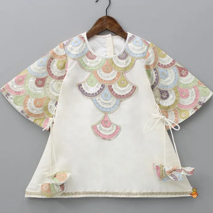 Outlet Embroidered Kurti And Tulip Dhoti With Net Dupatta Twinning Sets | Ethnic Wear