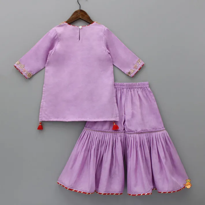 New Embroidered Lavender Kurti And Sharara Ethnic Wear | Palazzos & Shararas