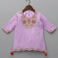 New Embroidered Lavender Kurti And Sharara Ethnic Wear | Palazzos & Shararas