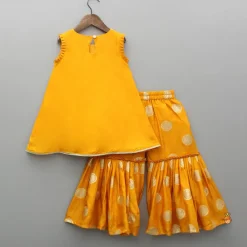 Sale Embroidered Mustard Kurti And Sharara Ethnic Wear | Palazzos & Shararas