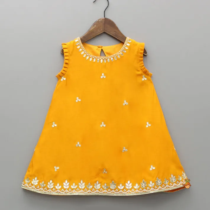 Sale Embroidered Mustard Kurti And Sharara Ethnic Wear | Palazzos & Shararas