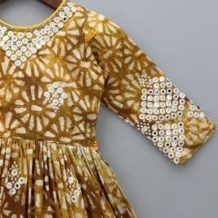 Online Embroidered Neck Beautiful Faux Mirror Work Mustard Kurti Ethnic Wear | Kurtis & Jumpsuits