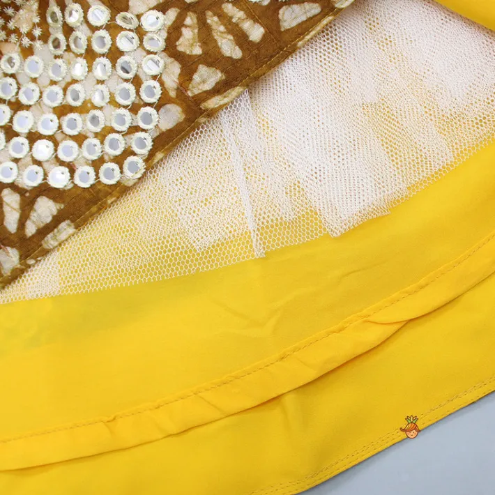 Online Embroidered Neck Beautiful Faux Mirror Work Mustard Kurti Ethnic Wear | Kurtis & Jumpsuits