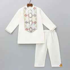 Outlet Embroidered Off White Kurta And Pyjama BOY Twinning Sets | Indian Ethnic Wear
