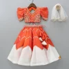 New Embroidered Orange Top And Lehenga With Net Dupatta Ethnic Wear | Lehengas & Ghagras