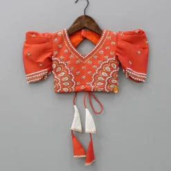 New Embroidered Orange Top And Lehenga With Net Dupatta Ethnic Wear | Lehengas & Ghagras