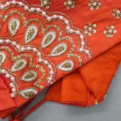 New Embroidered Orange Top And Lehenga With Net Dupatta Ethnic Wear | Lehengas & Ghagras