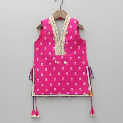 Best Embroidered Pink Halter Neck Kurti With Tulip Dhoti And Dupatta Ethnic Wear | Dhotis & Patialas