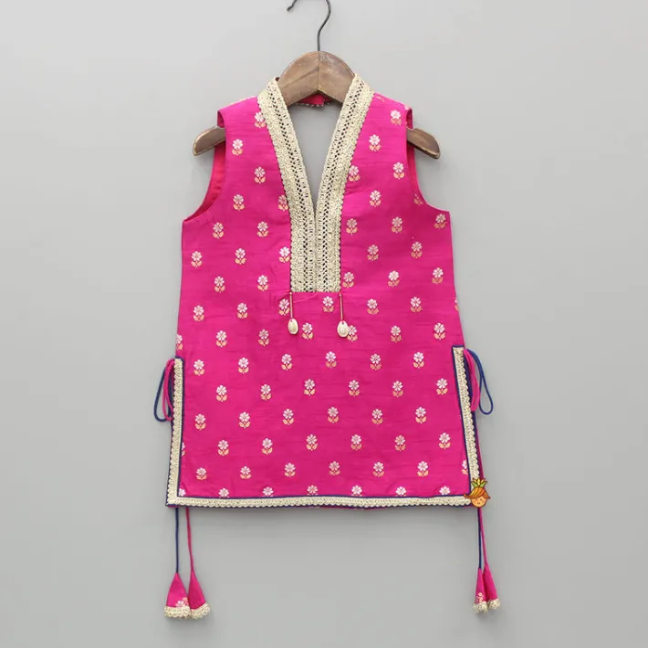Best Embroidered Pink Halter Neck Kurti With Tulip Dhoti And Dupatta Ethnic Wear | Dhotis & Patialas