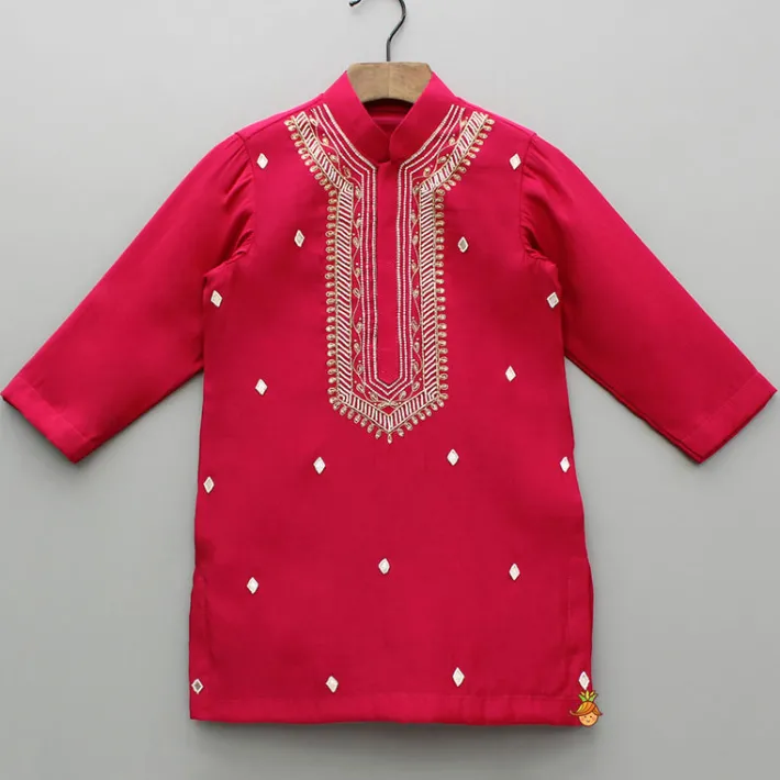 Clearance Embroidered Pink Kurta With Churidar BOY Indian Ethnic Wear | Ethnic Sets