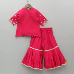 Best Embroidered Pink Kurti With Sharara And Dupatta Ethnic Wear | Palazzos & Shararas