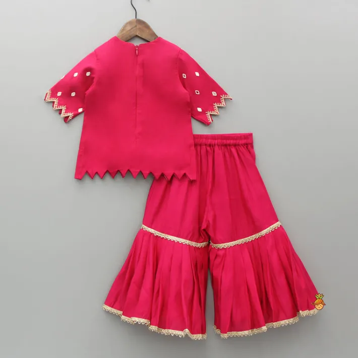 Best Embroidered Pink Kurti With Sharara And Dupatta Ethnic Wear | Palazzos & Shararas
