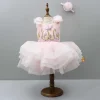 Hot Embroidered Pink Ruffle Dress With Bowie Head Band Dresses & Sets | Dresses