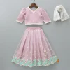 Outlet Embroidered Pink Top And Pleated Lehenga With Dupatta Ethnic Wear | Lehengas & Ghagras