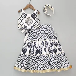 Online Embroidered Printed Top And Pleated Lehenga with Matching Hairband Ethnic Wear | Lehengas & Ghagras