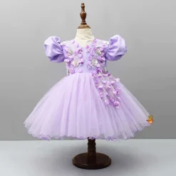 Hot Embroidered Puff sleeves Purple Dress Dresses & Sets | Dresses