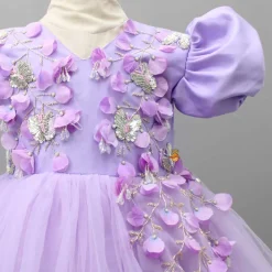 Hot Embroidered Puff sleeves Purple Dress Dresses & Sets | Dresses