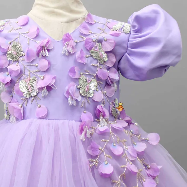 Hot Embroidered Puff sleeves Purple Dress Dresses & Sets | Dresses