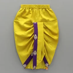 Hot Embroidered Purple Kurta And Mustard Dhoti BOY Indian Ethnic Wear | Ethnic Sets