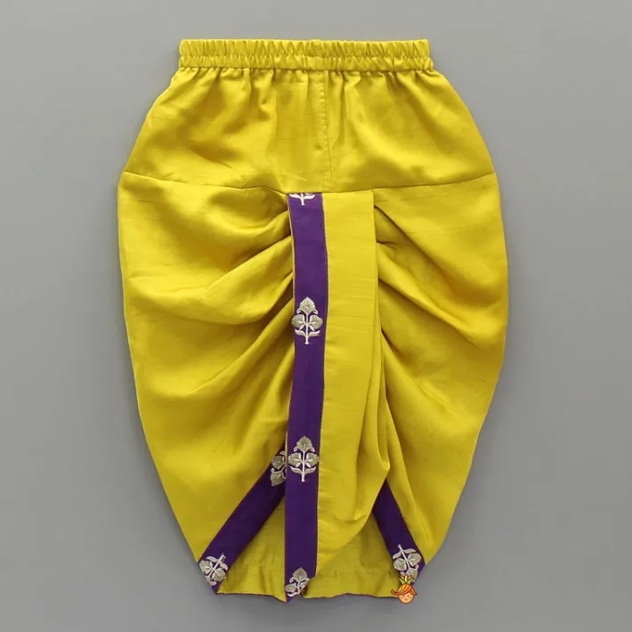 Hot Embroidered Purple Kurta And Mustard Dhoti BOY Indian Ethnic Wear | Ethnic Sets