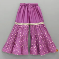 Discount Embroidered Purple Strappy Kurti And Sharara With Dupatta Ethnic Wear | Palazzos & Shararas
