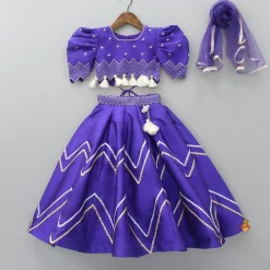 Outlet Embroidered Purple Top And Lehenga With Net Dupatta Ethnic Wear | Lehengas & Ghagras