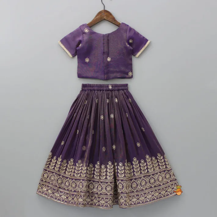 New Embroidered Purple Top And Pleated Lehenga With Net Dupatta Ethnic Wear | Lehengas & Ghagras