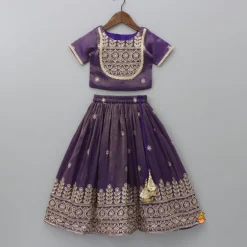 New Embroidered Purple Top And Pleated Lehenga With Net Dupatta Ethnic Wear | Lehengas & Ghagras
