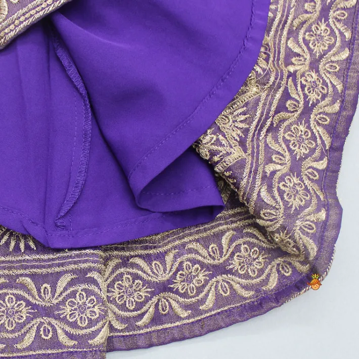 New Embroidered Purple Top And Pleated Lehenga With Net Dupatta Ethnic Wear | Lehengas & Ghagras