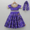 Sale Embroidered Purple V Cut Back Top And Gota Lace Detail Lehenga With Matching Checks Dupatta Ethnic Wear | Lehengas & Ghagras