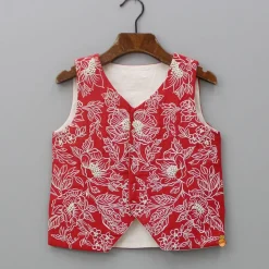Fashion Embroidered Red Jacket With Kurta And Pyjama BOY Twinning Sets | Indian Ethnic Wear