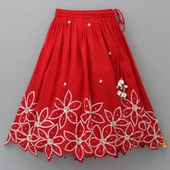 Hot Embroidered Red Top And Pleated Lehenga Ethnic Wear | Lehengas & Ghagras
