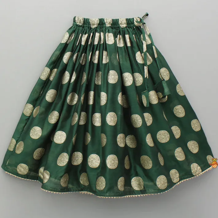 Best Embroidered Sleeveless Green Peplum Top And Lehenga Ethnic Wear | Lehengas & Ghagras