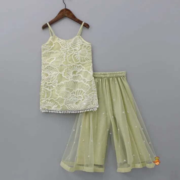 Fashion Embroidered Strappy Kurti With Palazzo And Dupatta Ethnic Wear | Palazzos & Shararas