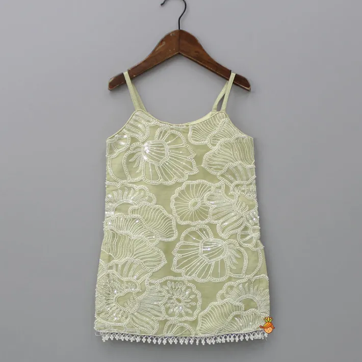 Fashion Embroidered Strappy Kurti With Palazzo And Dupatta Ethnic Wear | Palazzos & Shararas