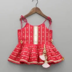 Outlet Embroidered Strappy Peplum Top And Dhoti With Dupatta Ethnic Wear | Dhotis & Patialas