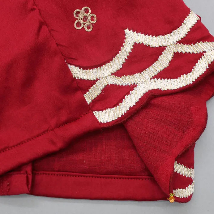 Outlet Embroidered Strappy Red Top And Pleated Lehenga Ethnic Wear | Lehengas & Ghagras
