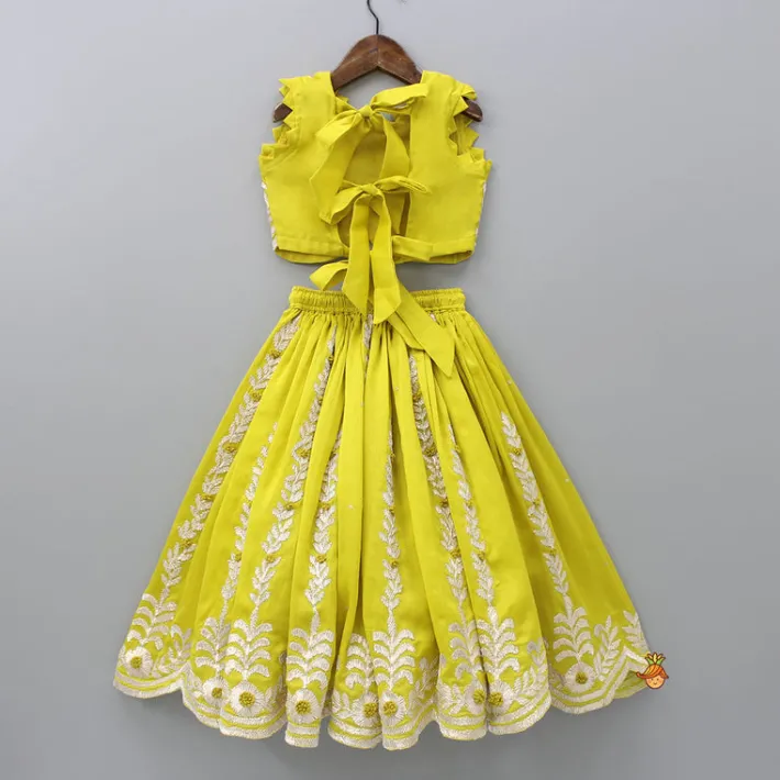 Discount Embroidered Stylish Hem Green Top And Pleated Lehenga Ethnic Wear | Lehengas & Ghagras